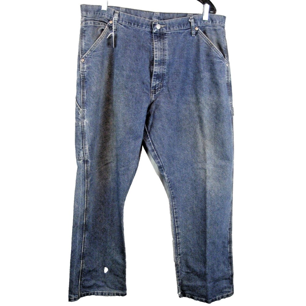 Mens Wrangler Blue Cotton Denim Carpenter Style Distressed Jeans sz 38x30